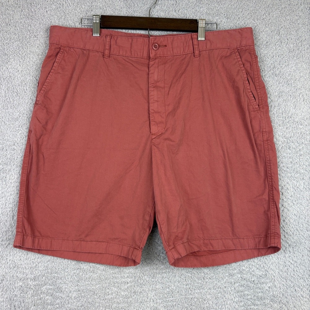 Uniqlo Shorts Mens XL Pink Red Chino Cotton Drawstring Flat Front Casual Summer